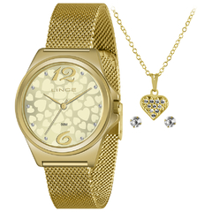 Relógio Feminino Lince LRG4699L K070 Pulseira Mesh Dourado