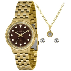 Relógio Feminino Lince LRG4703L KO56 Pulseira de Aço Dourado