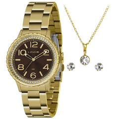 Relógio Feminino Lince LRG4704L K061 Pulseira De Aço Dourado