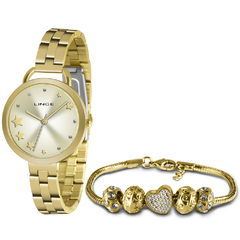 Relógio Feminino Lince LRGH152J KY53 Pulseira de Aço Dourado