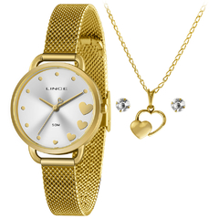 Relógio Feminino Lince LRGH159L KP00 Pulseira Mesh Dourado