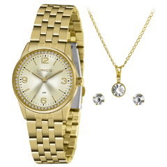 Relógio Feminino Lince LRGJ114L KY68 Pulseira de Aço Dourado