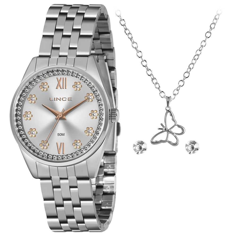 Relógio feminino pulseira de aço