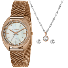 Relógio Lince Feminino LRR4701L K049 Pulseira Mesh Rosê