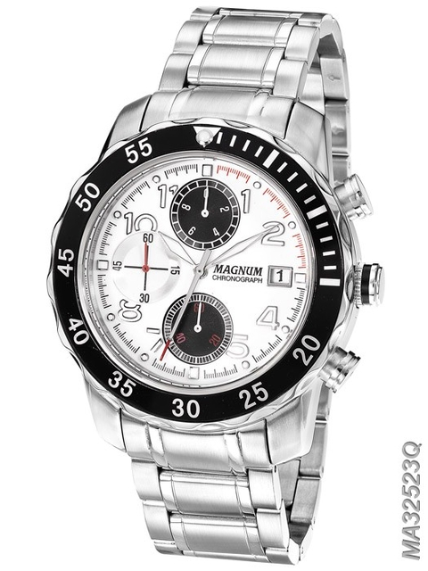 Relógio Magnum Sports MA33308G Chronograph Pulseira Borracha Preta