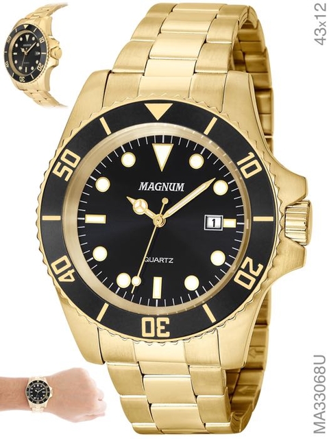 Relógio Magnum Sports Masculino MA34932A Pulseira de Couro : :  Moda