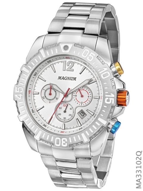 Relógio Magnum Ma34843d Calendario Pulseira Couro