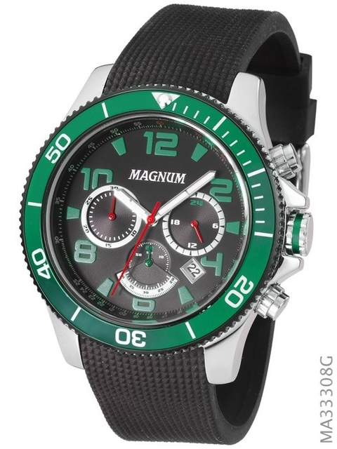 Relogio Magnum masculino pulseira de couro preto MA31560J - MSTIME