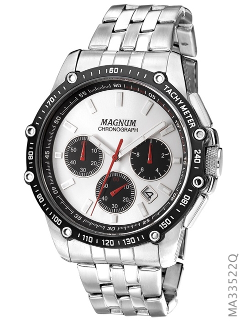 Relógio Magnum Social Masculino MA21919T Pulseira de Couro Preto