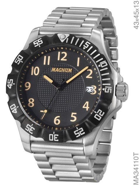 Relógio Magnum Sports MA34003D Pulseira de Borracha Preto