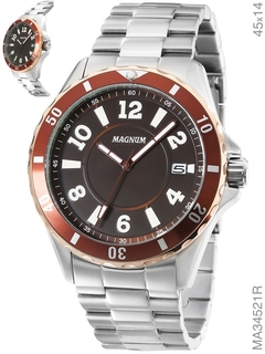 Relógio Magnum Masculino Sports MA34521R Pulseira Aço Prata