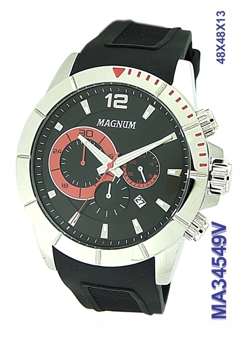 Relógio Magnum Masculino Cronógrafo MA33102Q Pulseira Aço Prata