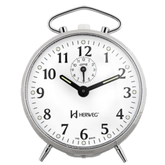 Relógio Despertador Mecânico Herweg 2210-207 Cromado Picoteado
