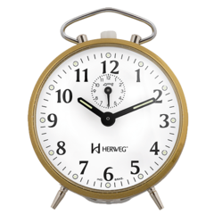 Relógio Despertador Mecânico Herweg 2210-208 Dourado Picoteado