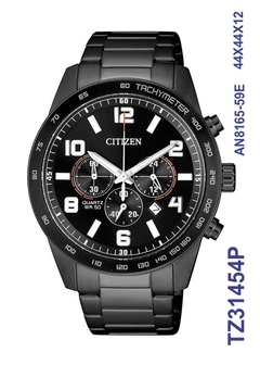 Relógio Citizen Masculino Cronógrafo TZ31454P/AN8165-59E Pulseira de Aço Preto