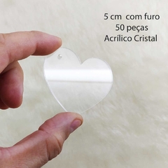 Kit 50 Peças Acrílico Formato Coração 5cm para chaveiro ou decoção na internet