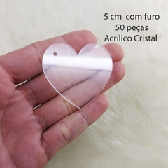 Kit 50 Peças Acrílico Formato Coração 5cm para chaveiro ou decoção - comprar online