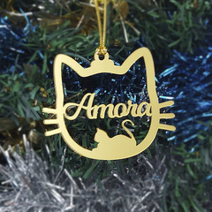 Rosto Gatinho Dourado nome Personalizado