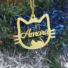 Rosto Gatinho Dourado nome Personalizado - comprar online