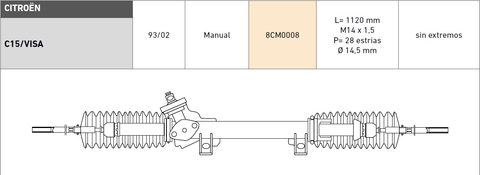 Cremallera de Direccion Mecanica Peugeot 205 / Citroen C15 / Visa