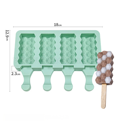 Molde silicona paleta helado hexágonos x4