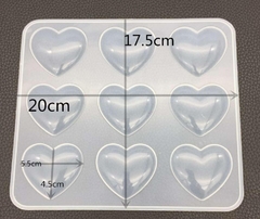 Molde silicona p/resina x9 corazones - comprar online