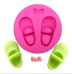 MOLDE SILICONA ZAPATOS BEBE X2 CON MOÑO