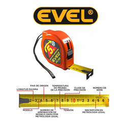 CINTA METRICA 5 mts x25 mm EVEL 505 RETROBLOCK - comprar online