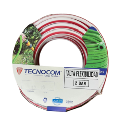 MANGUERA REFORZADA PREMIUM BCO/ROJO (x rollo) 1/2x15 mts TECNOCOM