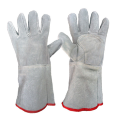 GUANTES DESCARNE GRIS PUÑO LARGO CUERO