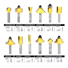 Juego 12 Fresas 1/4 Fresadora Router Rebajadora Tupi Madera en internet