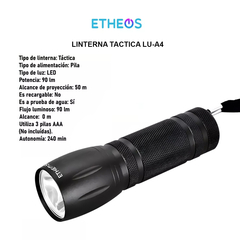 Linterna Led Tactica 1w 90 Lumens 50 Mts Etheos LU-A4 Cuerpo Aluminio Aaa - comprar online