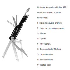 Navaja Multiuso De Bolsillo Acero Inoxidable 9 Piezas en internet