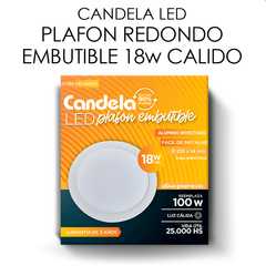 Panel Plafon de Embutir Redondo Led 18w Calido Candela 6822 - comprar online