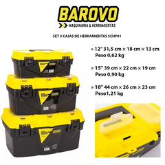 Set 3 Cajas De Herramientas 12 15 18 Pulgadas Barovo - comprar online