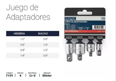 SET DE ADAPTADORES x 4 Piezas 1/2x3/8-3/8x1/4-3/8x1/2-1/4x3/8 BREMEN 7159 en internet