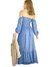 Vestido Longo Lastex Lótus - Azul bordado - loja online