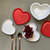 Conjunto 2 pratos de sobremesa de Porcelana vermelha coração 20x17x2cm - ND Decorações
