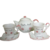 Kit Carinha Branco e Rosa ( Bule + 2 xicaras com Pires ) Porcelana - ND Decorações