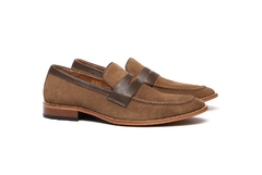 5102 | Sapato Social Masculino Penny Loafer Camurça