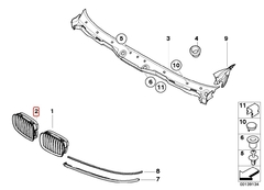 Riñon de parrilla derecho E39 535i / 540i BMW#51138184532 en internet