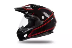 Casco Aries negro y rojo Brillante Ufo -