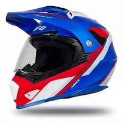 Casco Aries Azul, Rojo Y Blanco Brillante Ufo