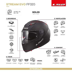 casco ls2 stream evo matt black - RPM MOTOS