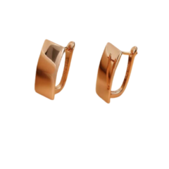 Brinco de argola retangular e liso folheado em ouro rose 18k