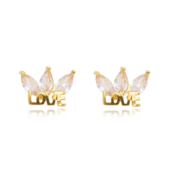 Brinco Love com pedra folheado em ouro 18 K - comprar online