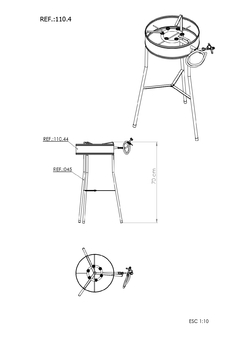 FOGAREIRO COM TRIPÉ ARTICULADO E BORDAS 6 caulins - 34CM - comprar online