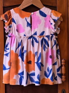 VESTIDO BEBÊ FABI | Floral Azul e Laranja - comprar online