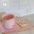 taza jarro rosa asa y detalles oro 9x10,5x14 cm