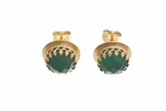 Aretes Topos Chapados en Oro de 14 k con Piedra Onyx Verde Green - comprar online